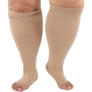 Toeless Plus Size Compression Socks Wide Calf Unisex 4-7XL Open Toe Soft Comfy 2